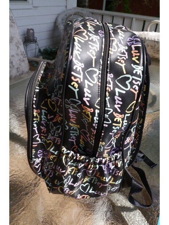 Backpack Luv Betsey Johnson Hearts Bows Black Pink Lg Bag 6 Pockets Polyurethane main image 15